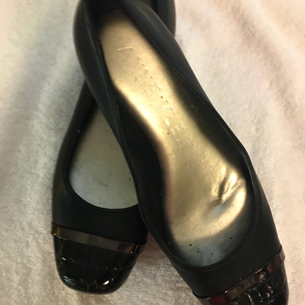 Black Leather Flats